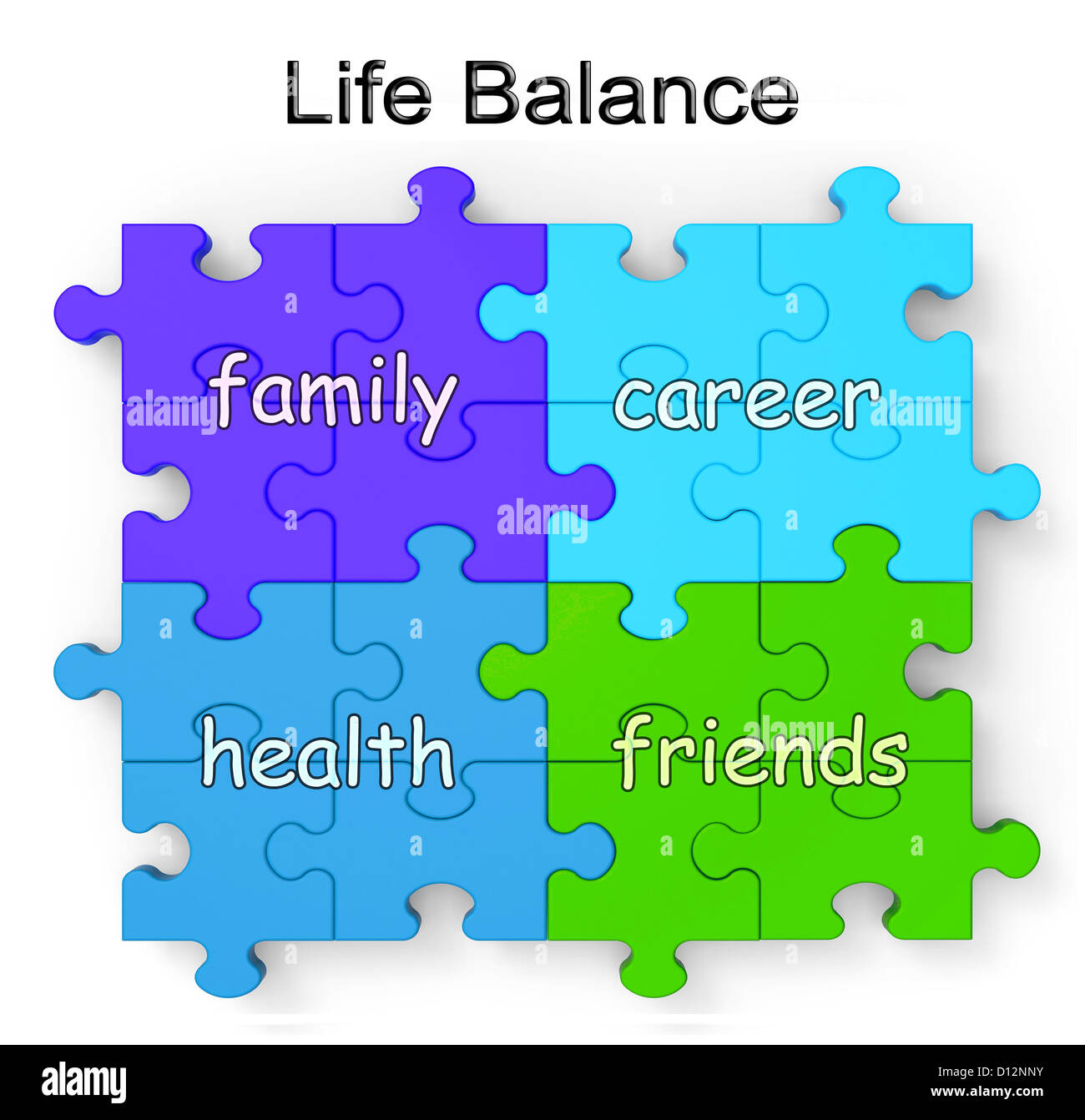 Life Balance Puzzle Shows Family, Friends, Career And Health Stock ...