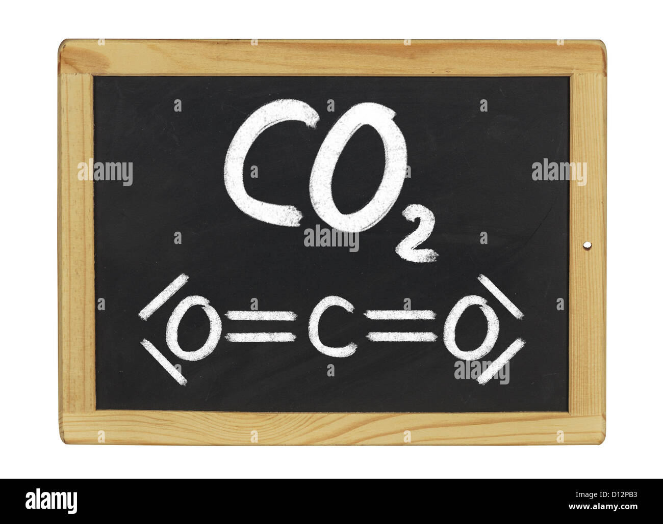 chemical formula of carbon dioxide on a blackboard Stock Photo