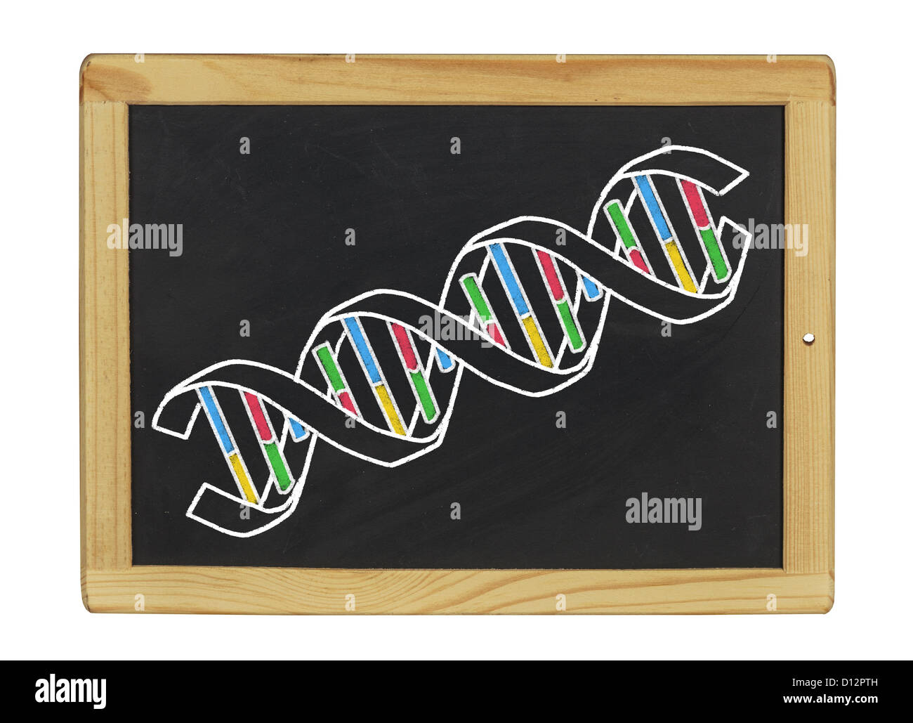 structure of DNA on a blackboard Stock Photo