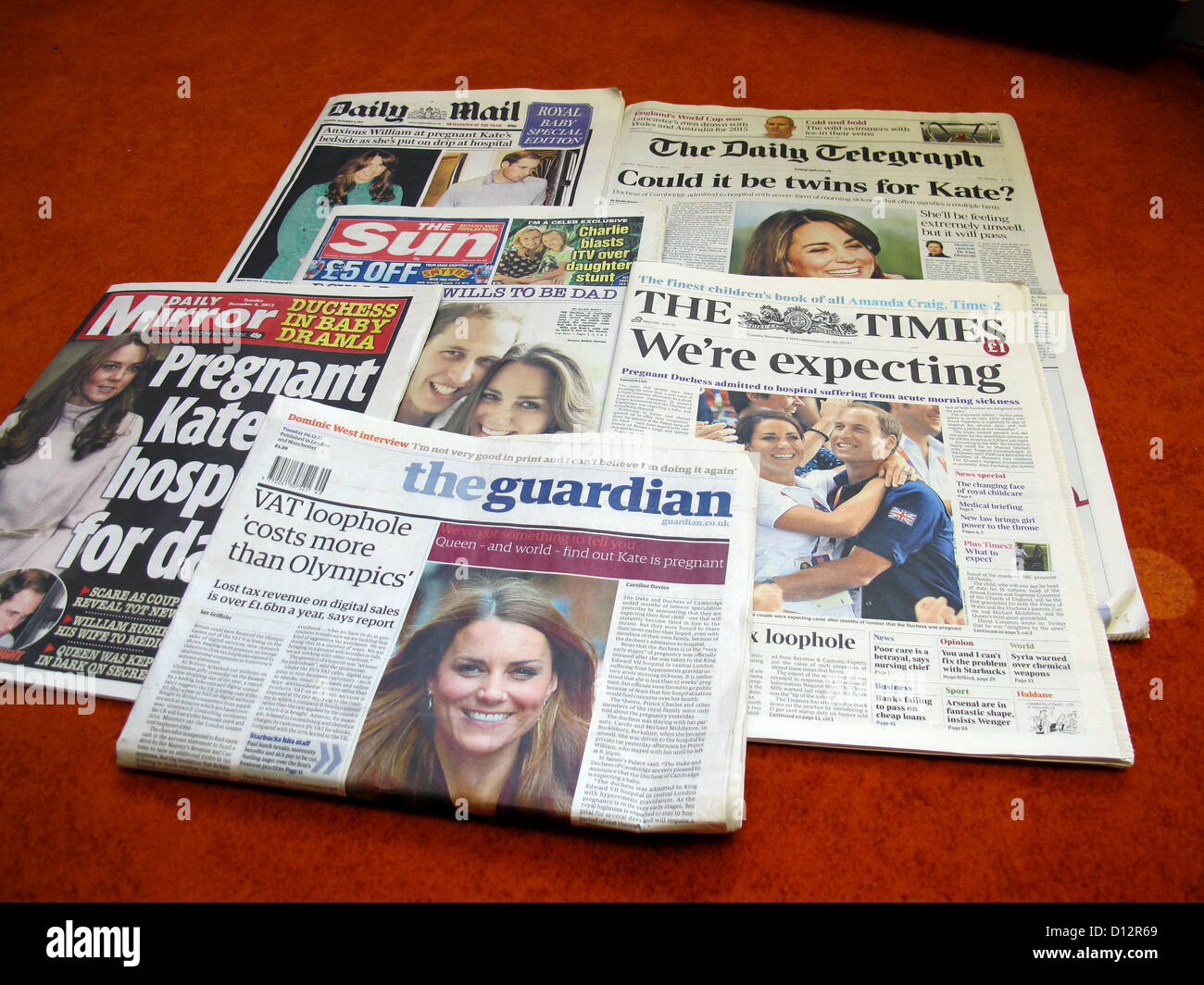 The front pages of the British daily papers 
