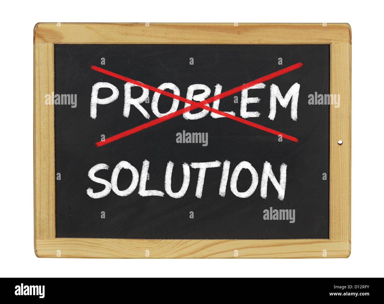 Solution for a problem written on a blackboard Stock Photo