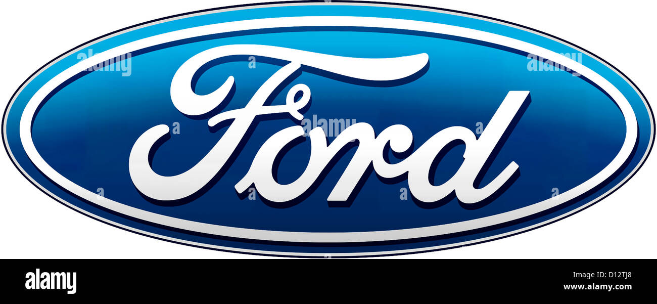 Logo of the American automobile manufacturer Ford Motor Company with seat in Dearborn in the federal state of Michigan. Stock Photo