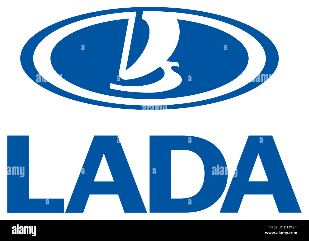 Logo of the Russian motorcar brand Lada of the manufacturer Awtowas in Togliatti. Stock Photo