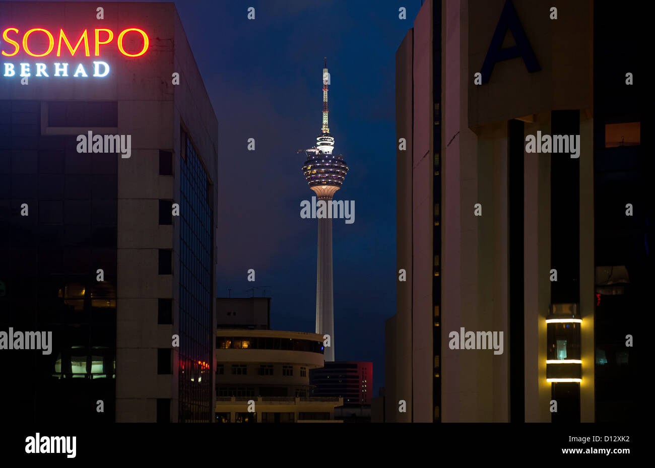 The Menara Kuala-Lumpur-Tower (M) is pictured in Kuala Lumpur, Malaysia, 2 November 2012. THe TV tower features a restaurant and a panoramic platform with 360 degree view. Photo: Soeren Stache Stock Photo