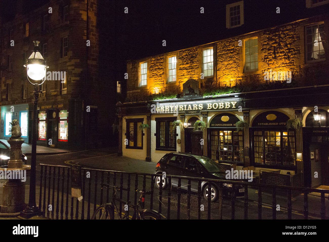 Historic Pub 'Greyfriars Bobby' in Edinburgh. Stock Photo