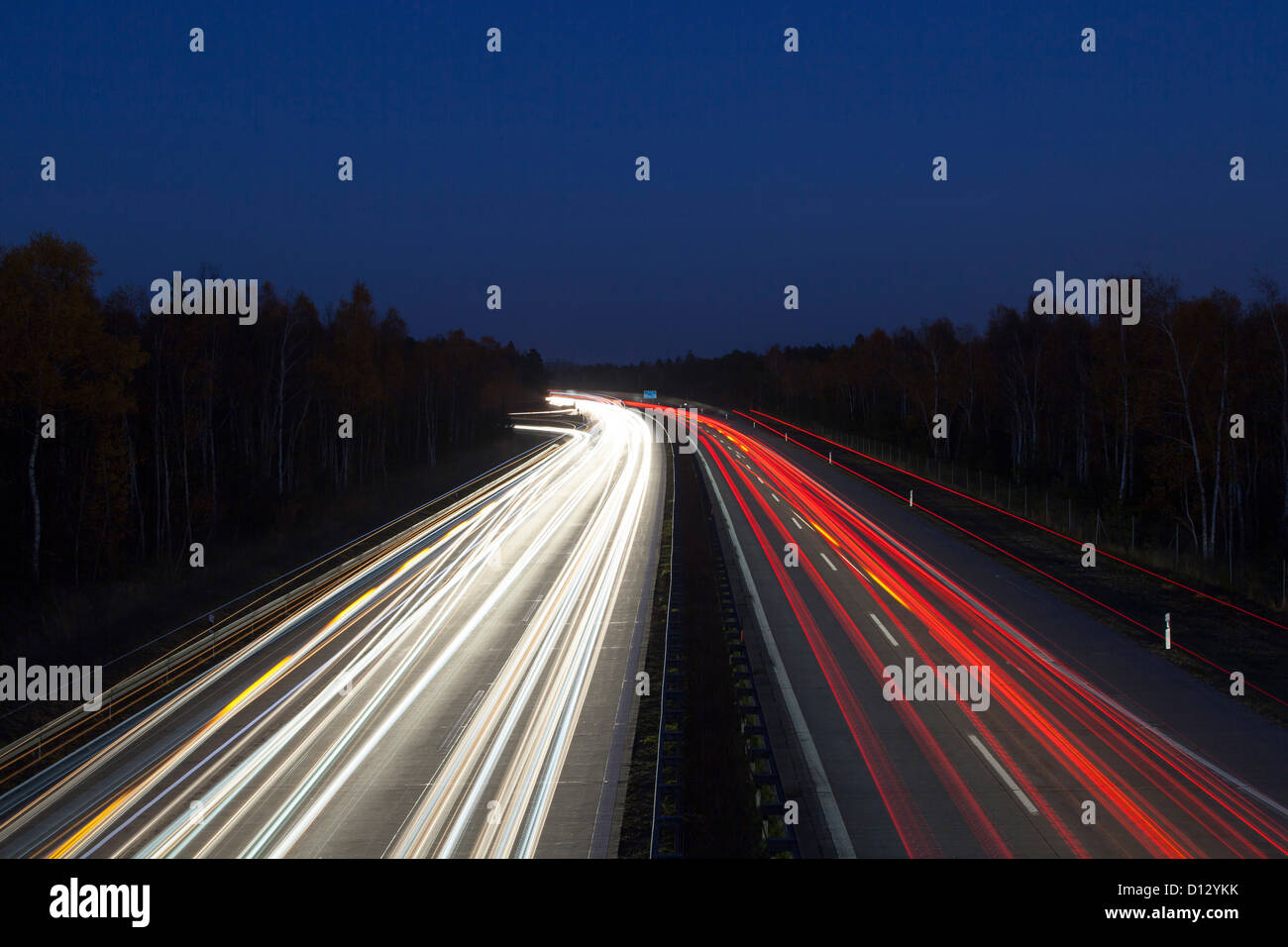 Germany/Brandenburg/Schwarzheide, highway A13 Cottbus-Dresden at night, 13 Nov 2012 Stock Photo
