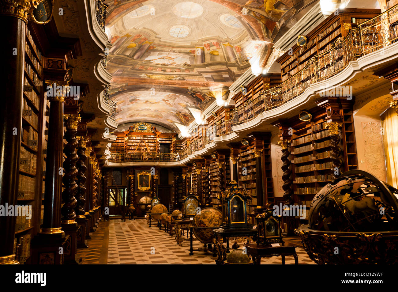 the historical center of Prague - the baroque library in the ...