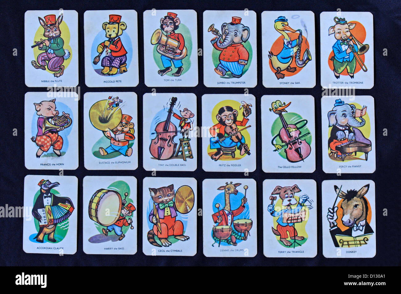 Character cards for the game of Donkey Stock Photo
