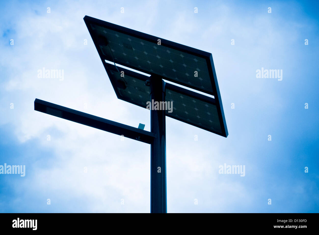 modern street lighting powered with solar energy panels Stock Photo