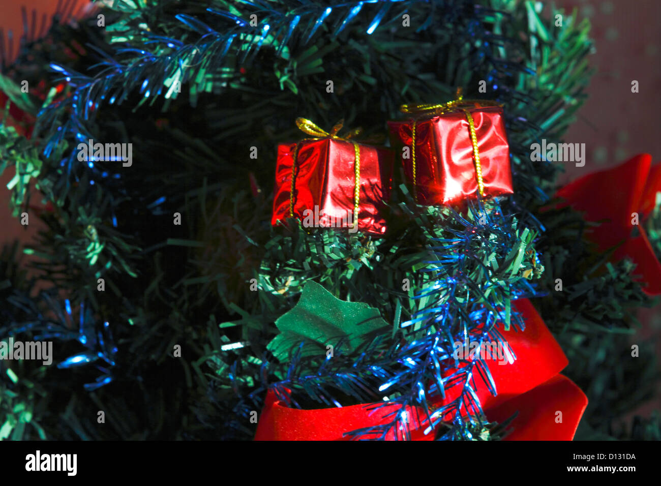 festive still life, Christmas, gifts,Christmas tree Stock Photo
