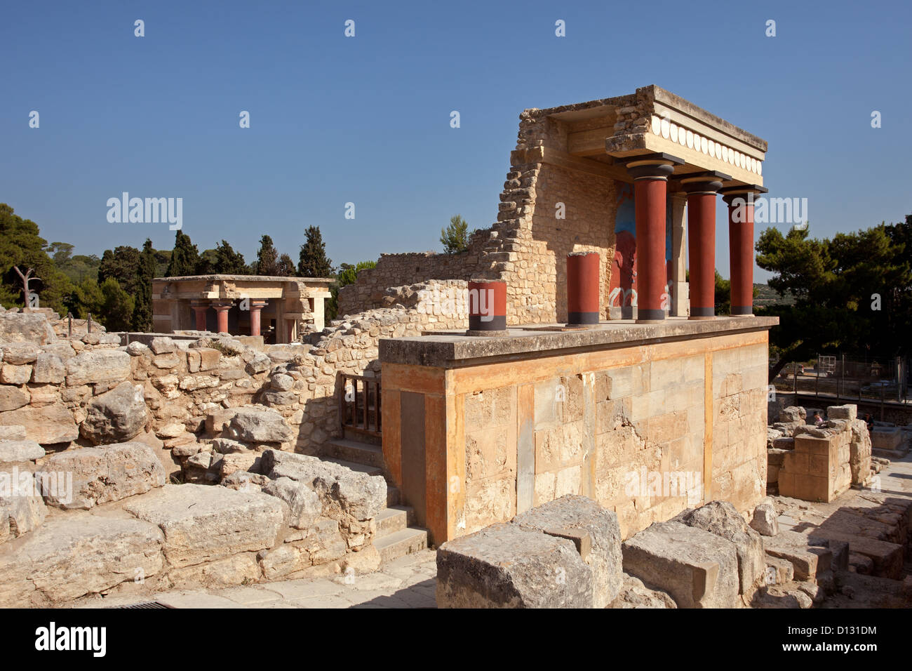 Knossos: North Entrance with Charging Bull Fresco Stock Photo