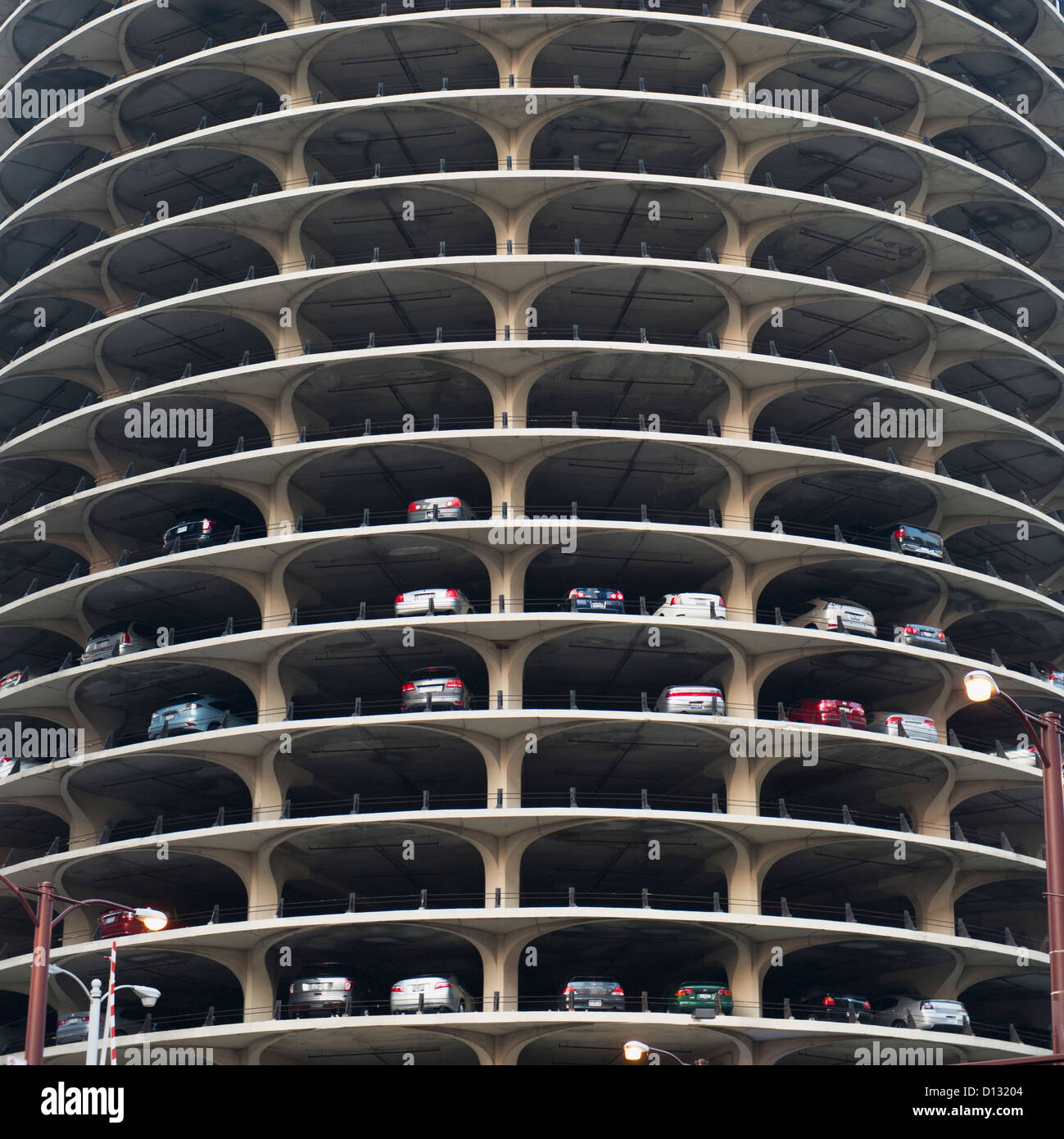 A Parking Garage With Many Levels In A Curve; Chicago Illinois United States Of America Stock Photo