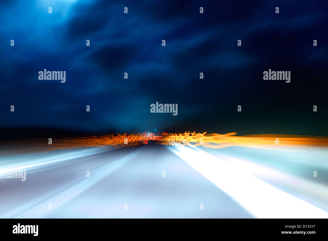Motion blur of highway scene Stock Photo
