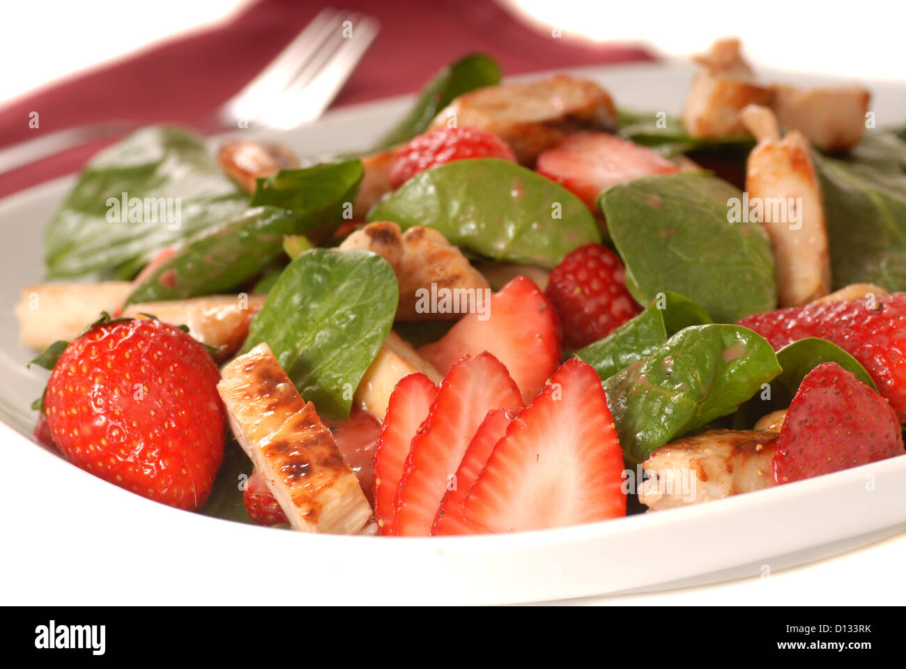 Fresh spinach and strawberry salad with grilled chicken Stock Photo Alamy