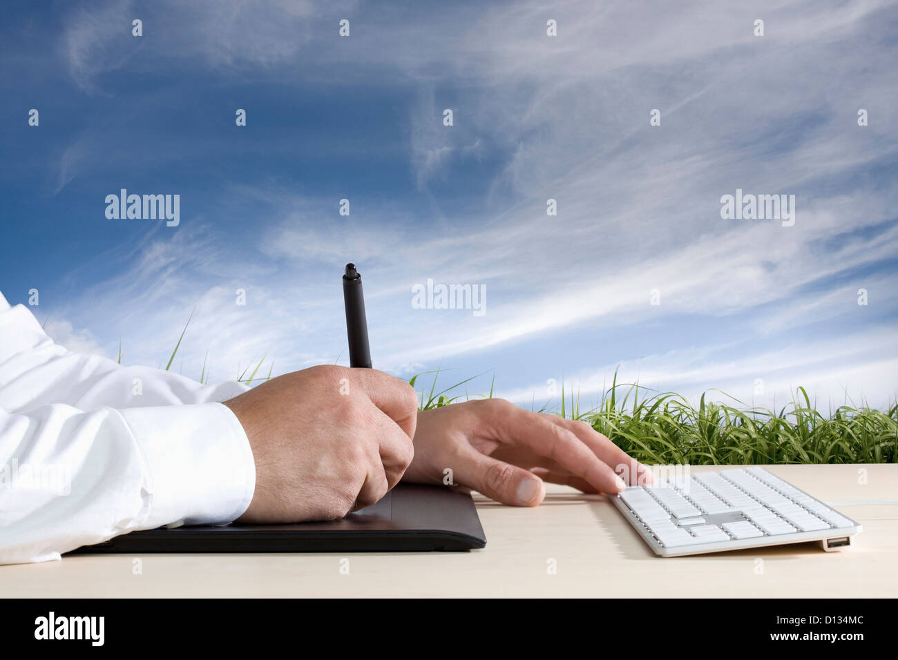 Digital composite man writing hi-res stock photography and images - Alamy