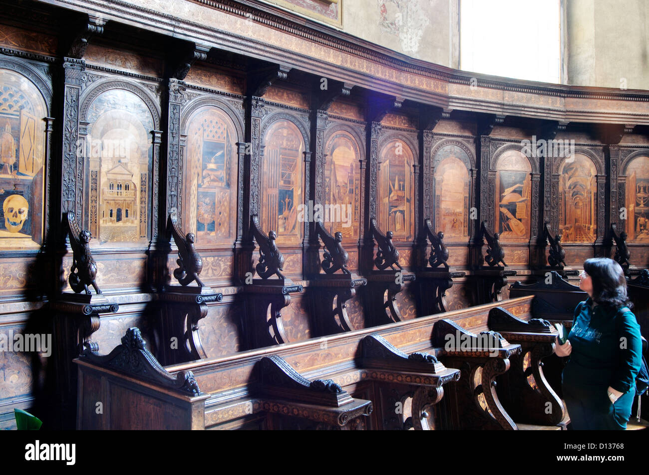 Italy, Veneto, Verona, Santa Maria in Organo Church, Choir Stalls Stock Photo