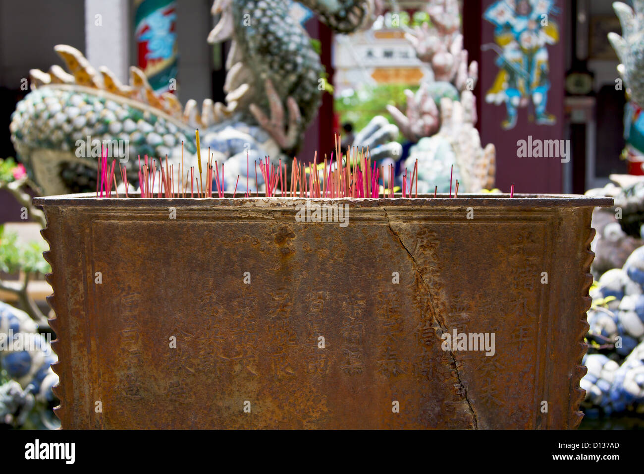 Incense pot in a shrine in Hanoi,Vietnam Stock Photo Alamy