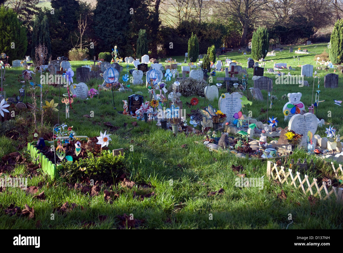 Childrens graves in Haycombe Cemetery Bath Somerset England UK Stock Photo