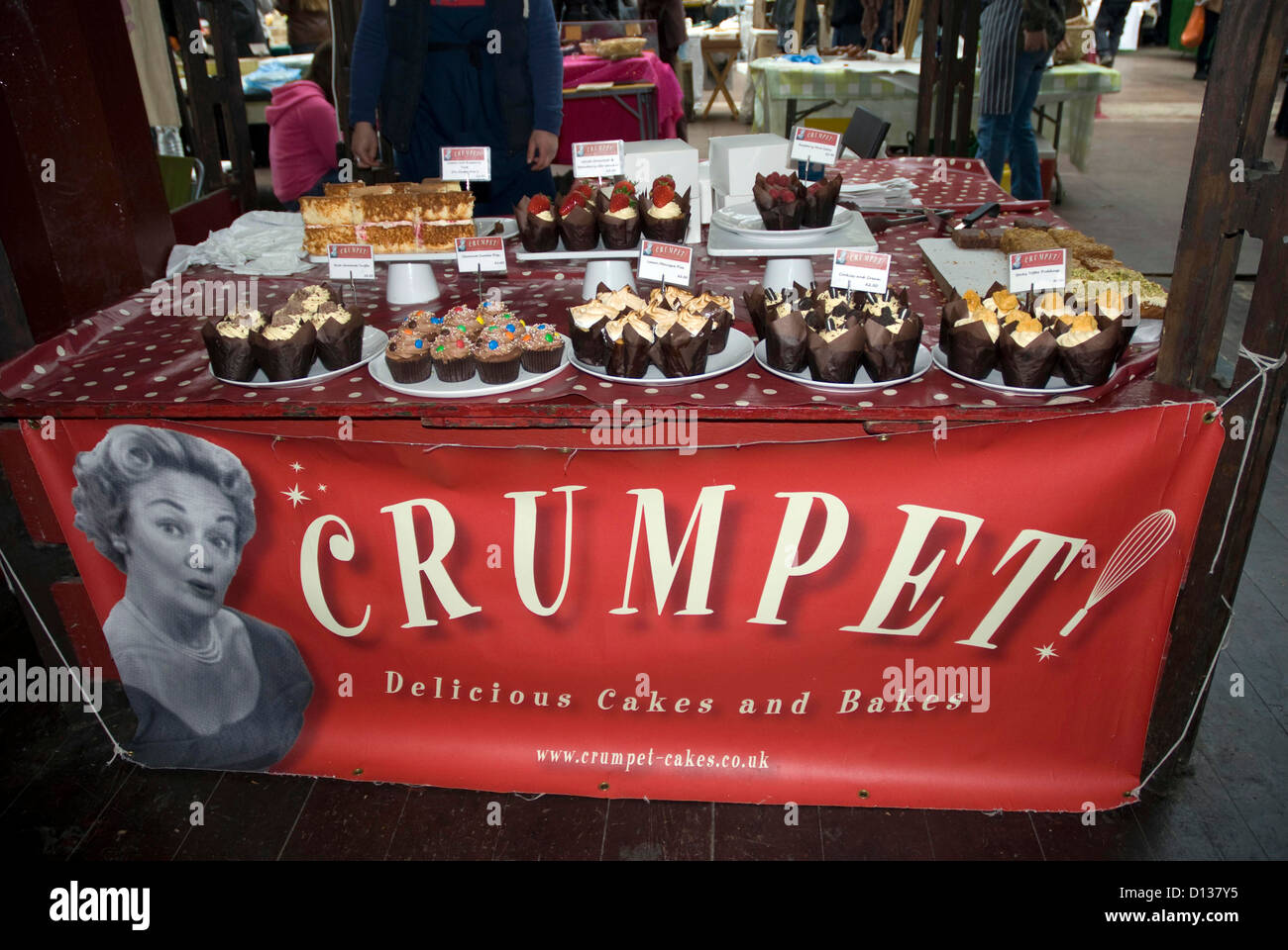 Cake stall in Bath Saturday Farmers Market, Green Park, Bath Somerset