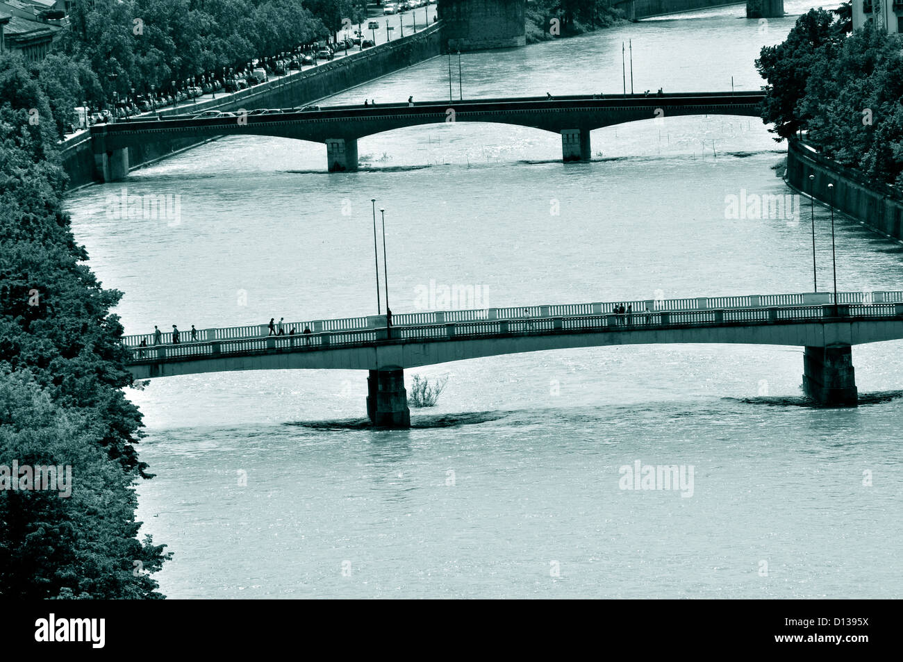 Italy, Veneto, Verona, Adige River, Bridges Stock Photo