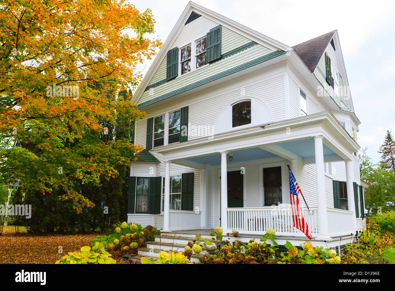 Typical New England home in Stowe, Vermont, United States Stock Photo
