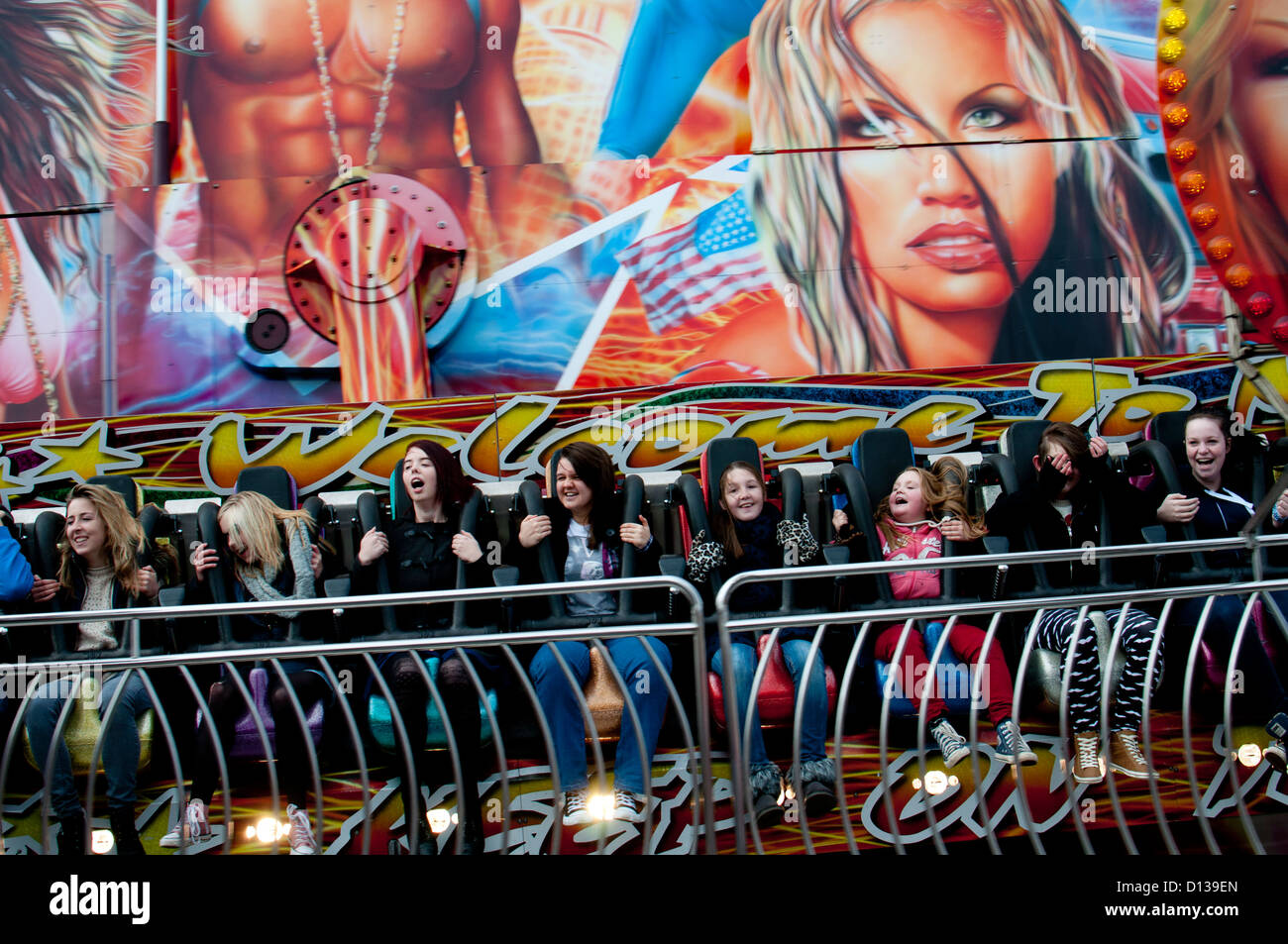 Ride at Stratford Mop Fair, StratforduponAvon, UK Stock Photo Alamy