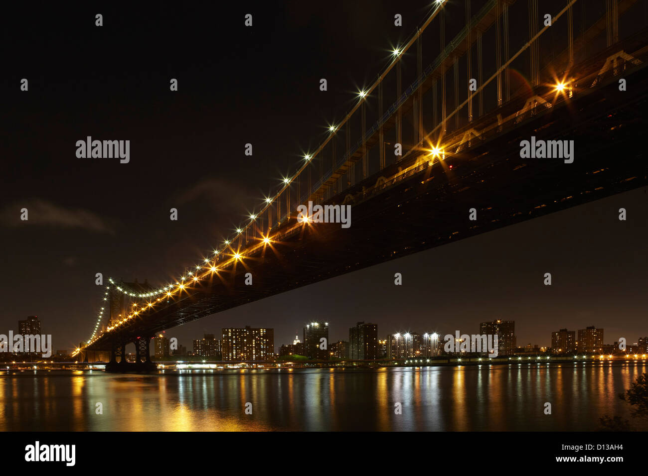 USA, New York, View of Manhattan Bridge at night Stock Photo - Alamy