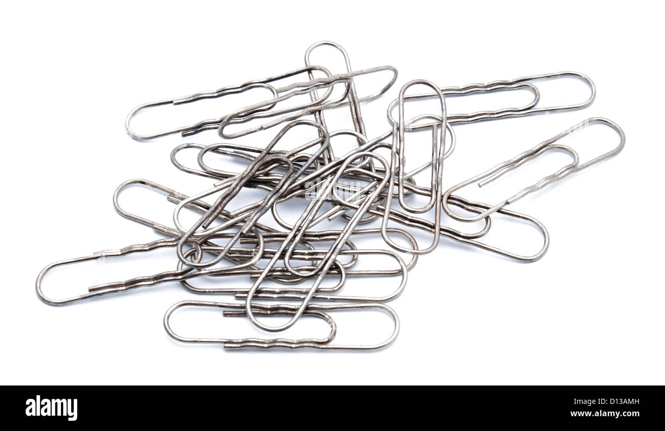 Big metal paper clips isolated on white Stock Photo Alamy