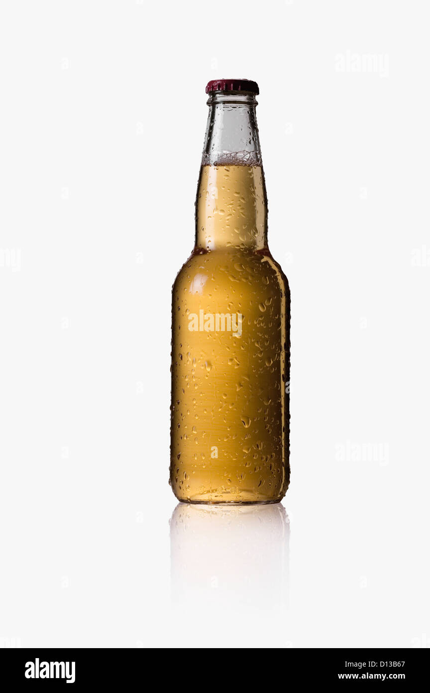 Close-Up Of Wet Beer Bottle Stock Photo