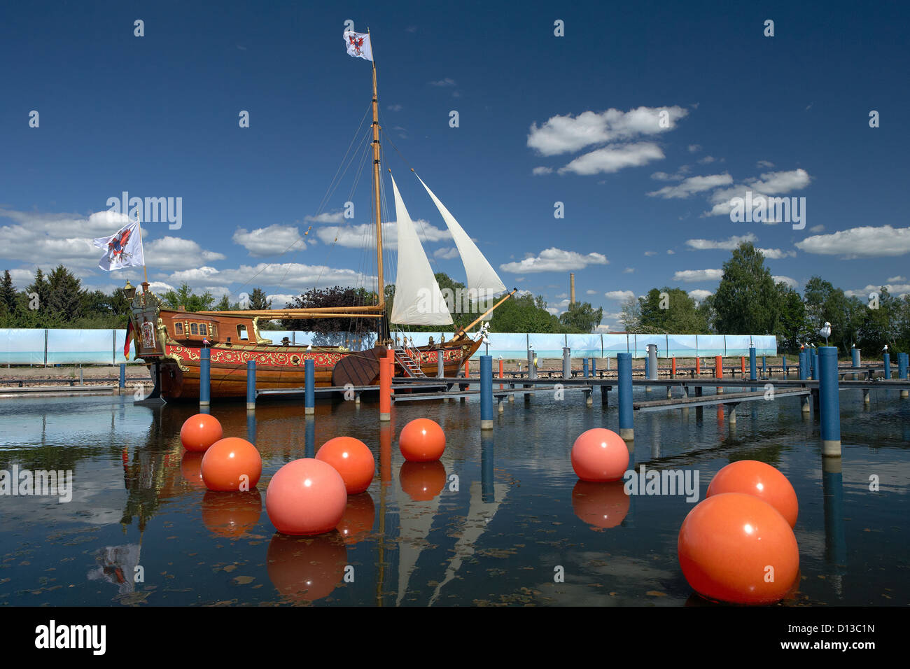 Oranienburg, Germany, netherlandish state yacht on the Garden Show Stock Photo