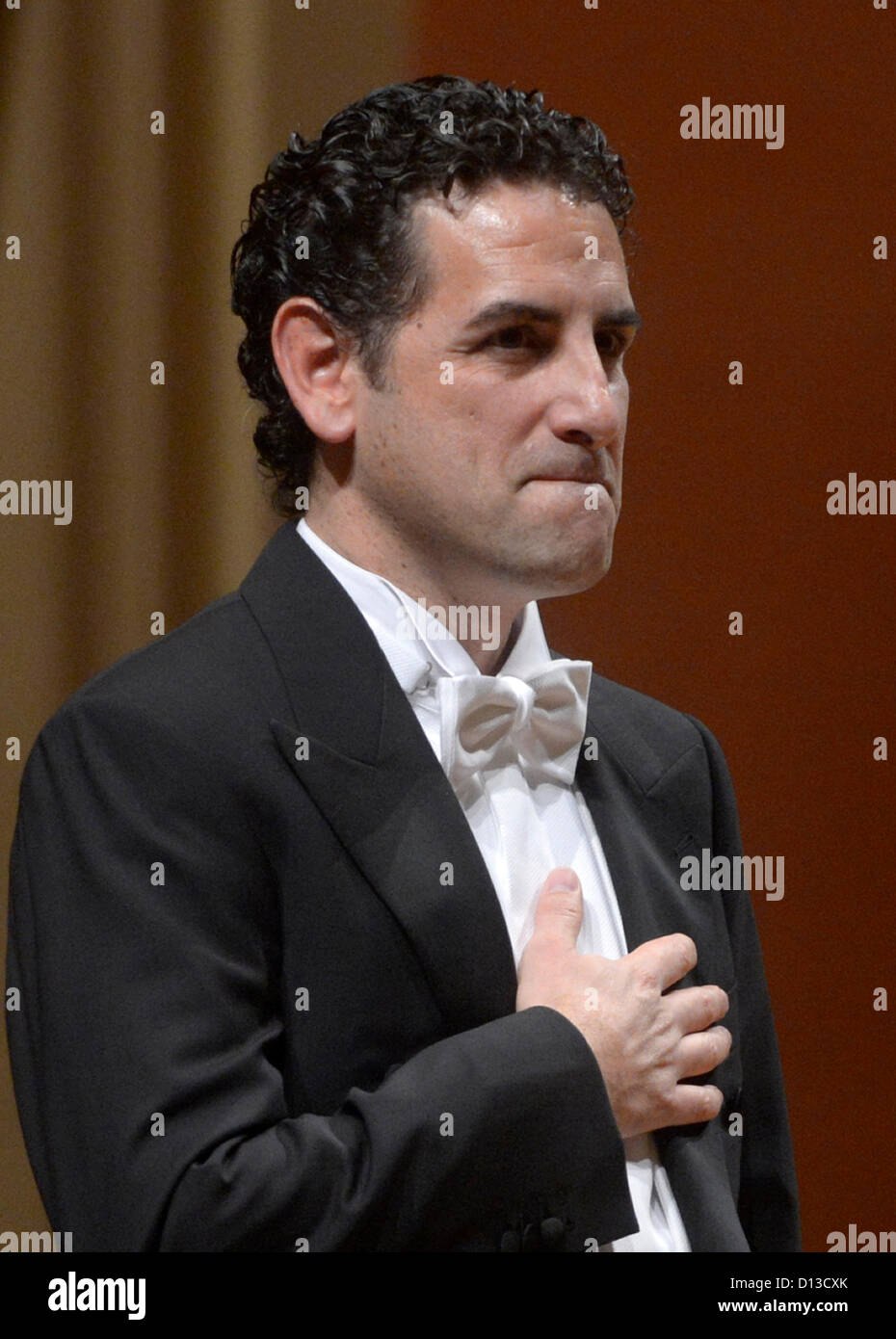 Peruvian tenor Juan Diego Florez performs in Rudolfinum in Prague, December 6, 2012. (CTK Photo/Roman Vondrous) Stock Photo