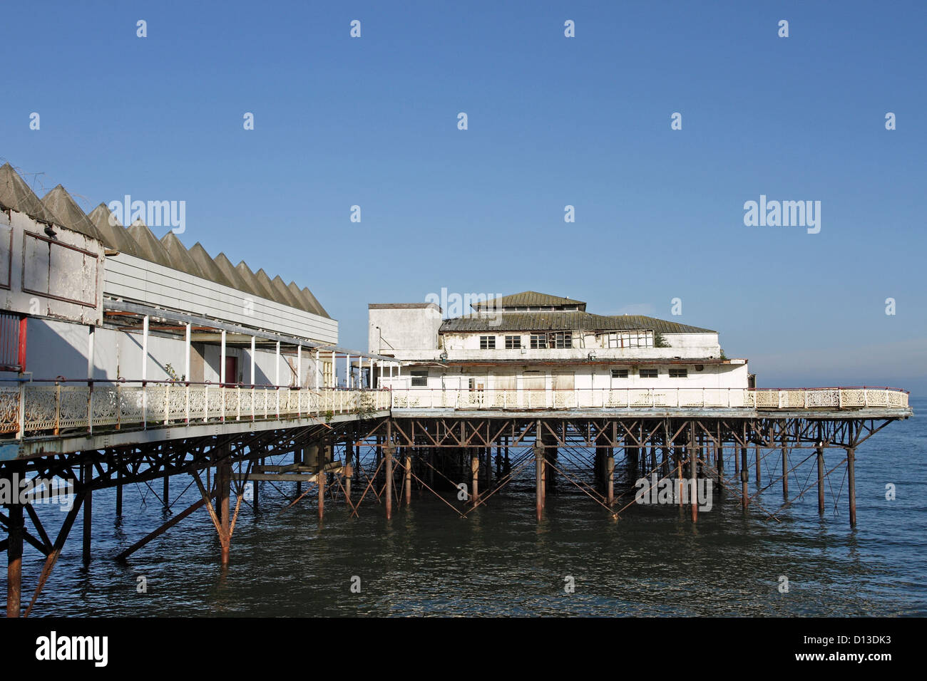 The old dilapidated Victorian Pier in Colwyn Bay, North Wales Stock