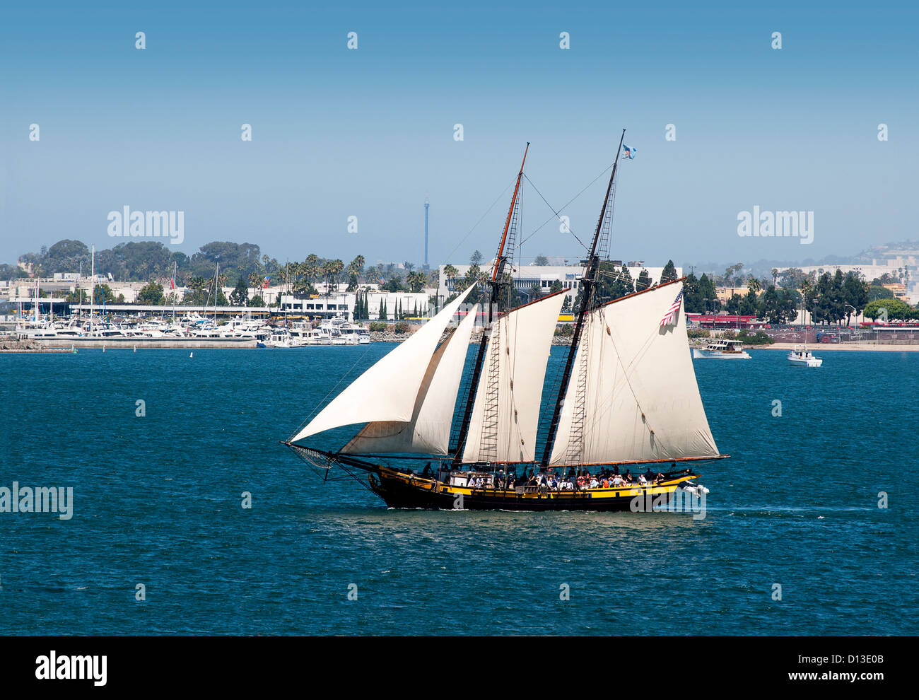 Tall Sailing Ships in Harbour of San Diego California USA Stock Photo