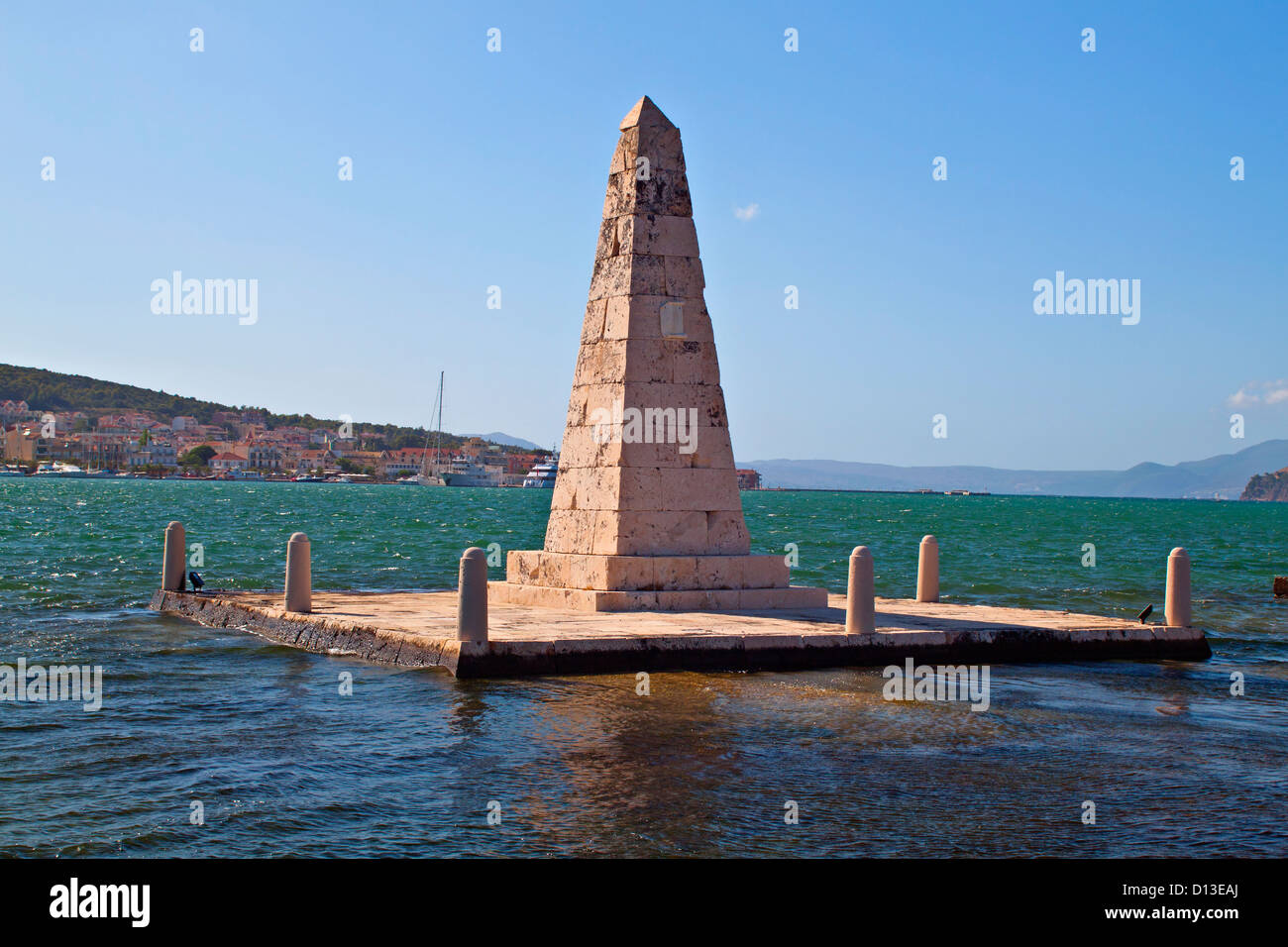 The Obelisk of Argostoli city at Kefalonia island in Greece Stock Photo