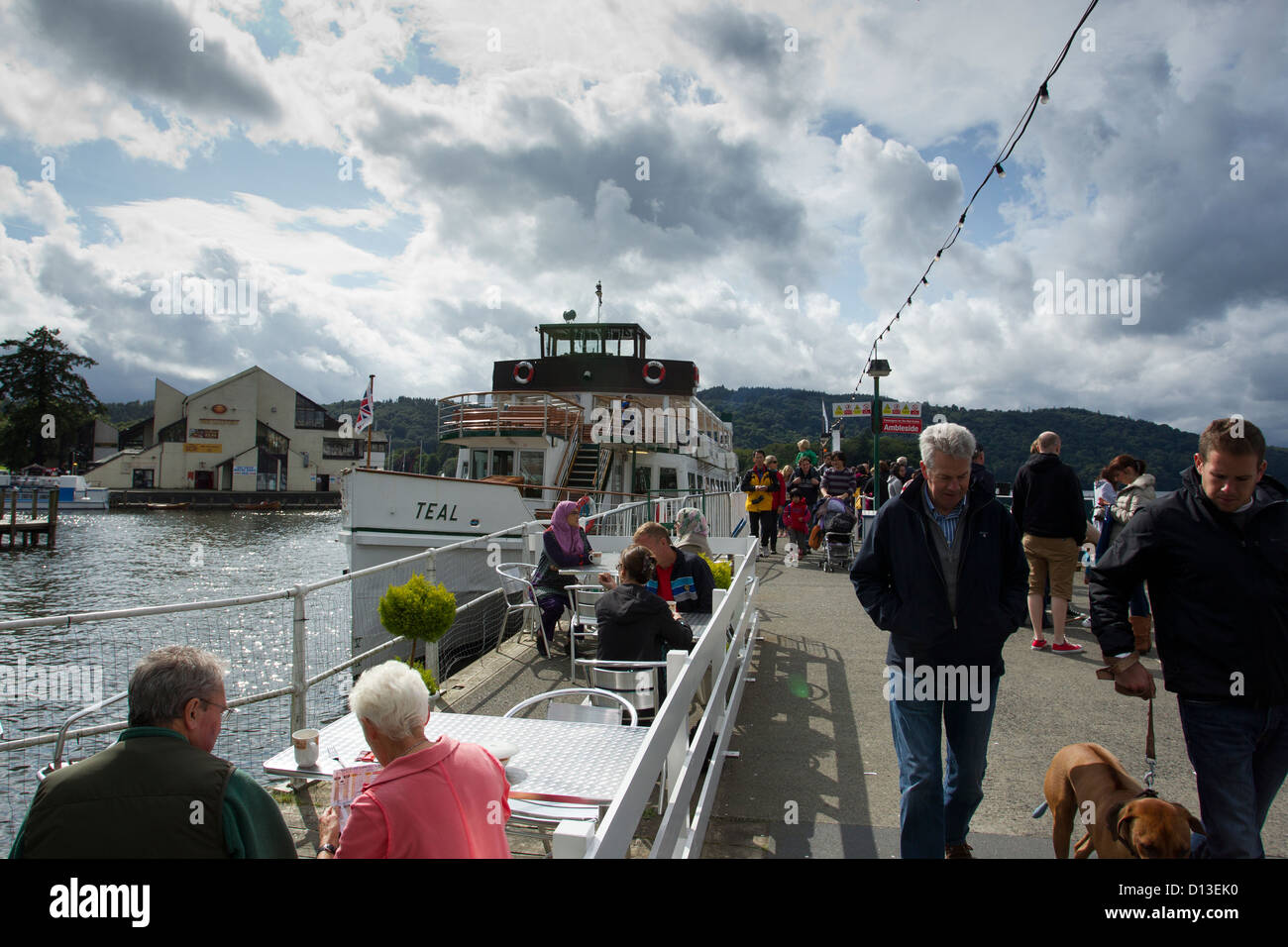 The MV Teal on Lake Windermere passengers at Pier Head Bowness on