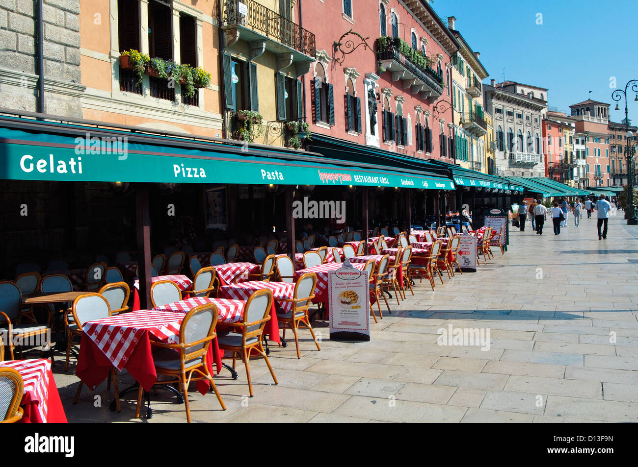 Italy, Veneto, Verona, Piazza Bra Square, Restaurant Stock Photo