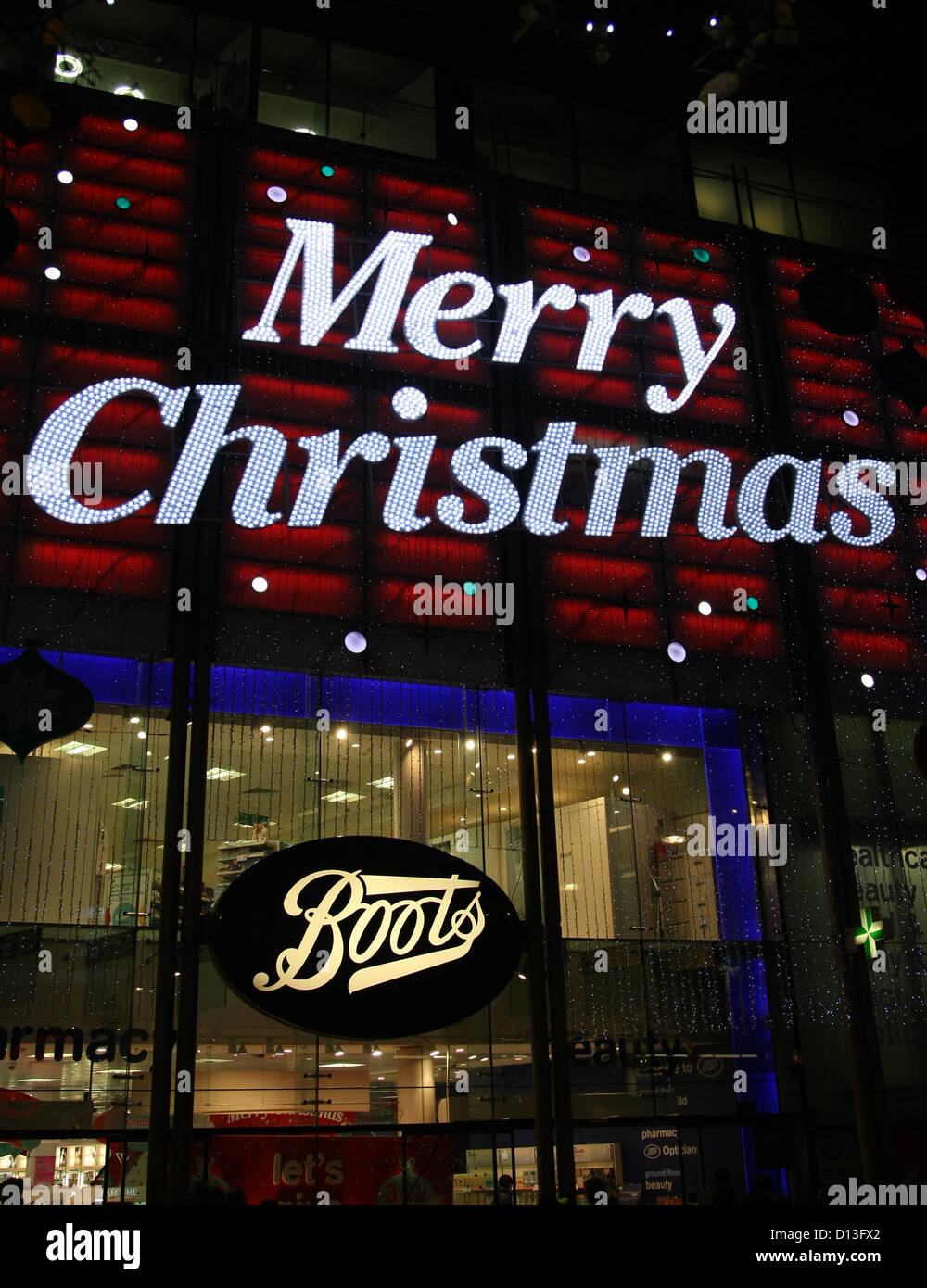 BOOTS CHRISTMAS SHOP WINDOW LONDON CHRISTMAS LIGHTS AND SHOP WINDOWS LONDON  ENGLAND UK 06 December 2012 Stock Photo - Alamy