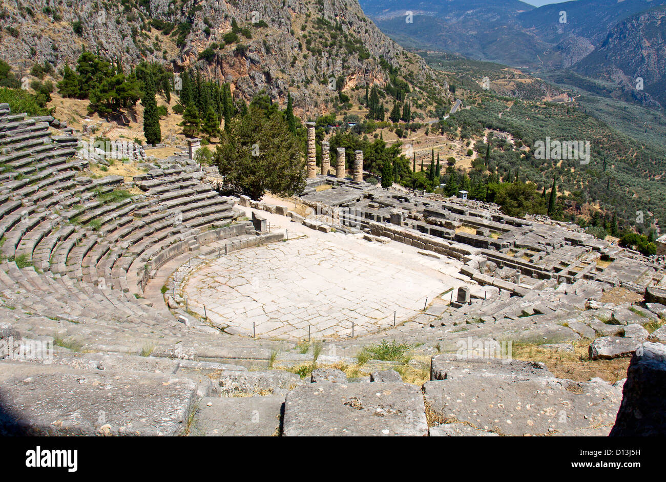 The theater of ancient Delphi in Greece Stock Photo