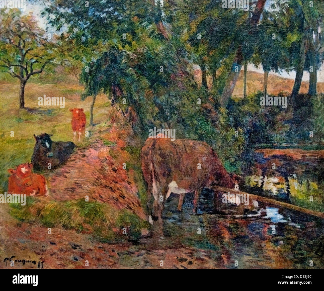 Cattle at a watering place 1885 Paul Gauguin 1848–1903 France French Stock Photo