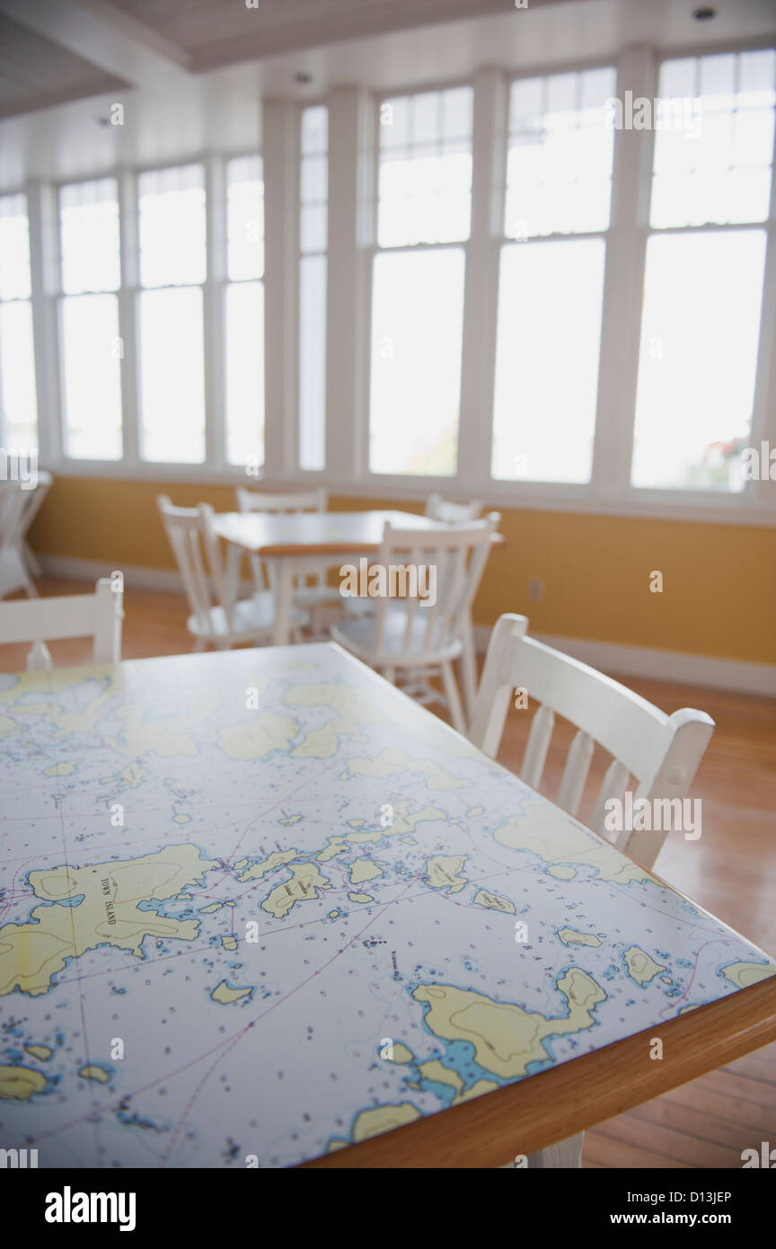 Table With Map Surface Inside The Royal Lake Of The Woods Yacht Club