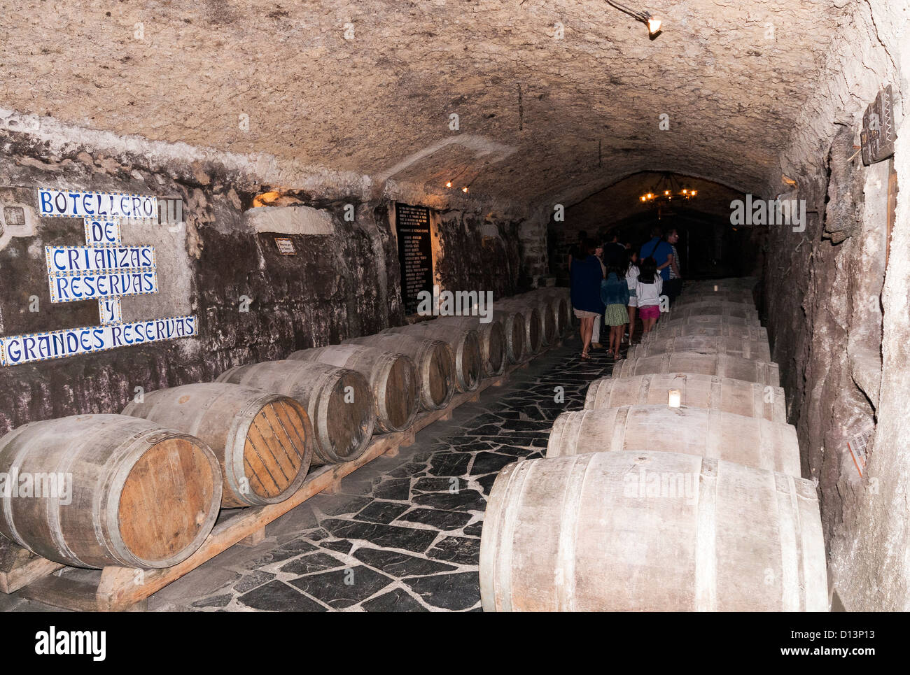 The Chateau Dereszla winery: the underground cellar. A tunnel with barrels  of Tokaji wine. People moving in the backrgound Stock Photo - Alamy