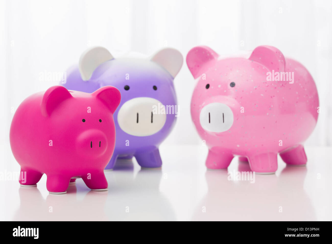 Studio shot of piggy-banks Stock Photo