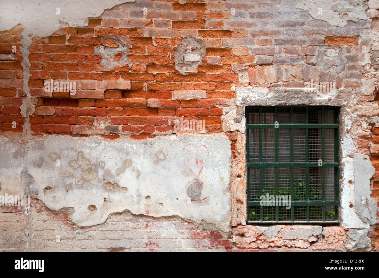 old wall brick and stucco with window Stock Photo Alamy