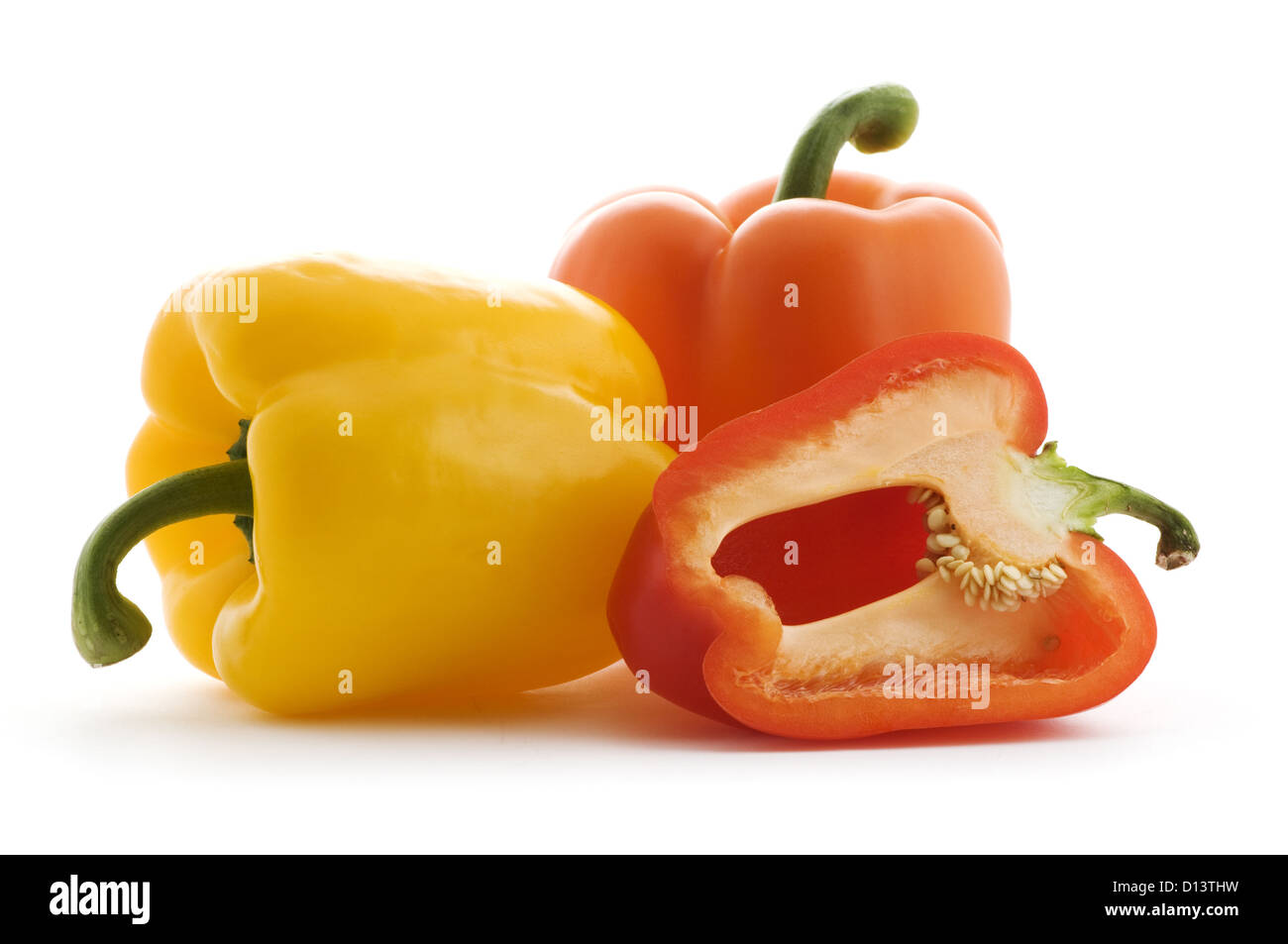 red, orange and yellow paprika pepper on white Stock Photo Alamy