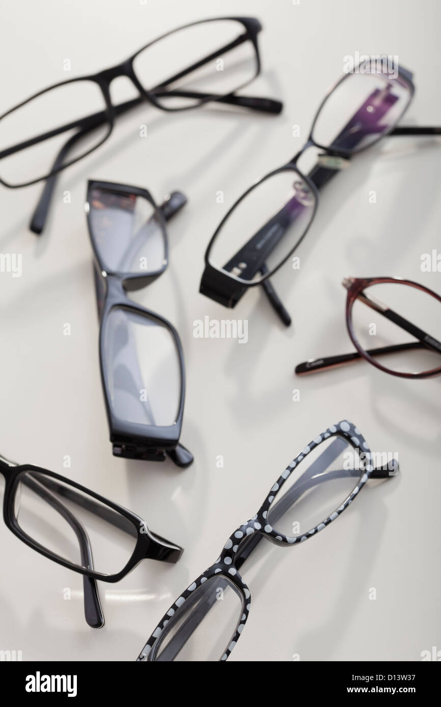 Close up of reading glasses, studio shot Stock Photo