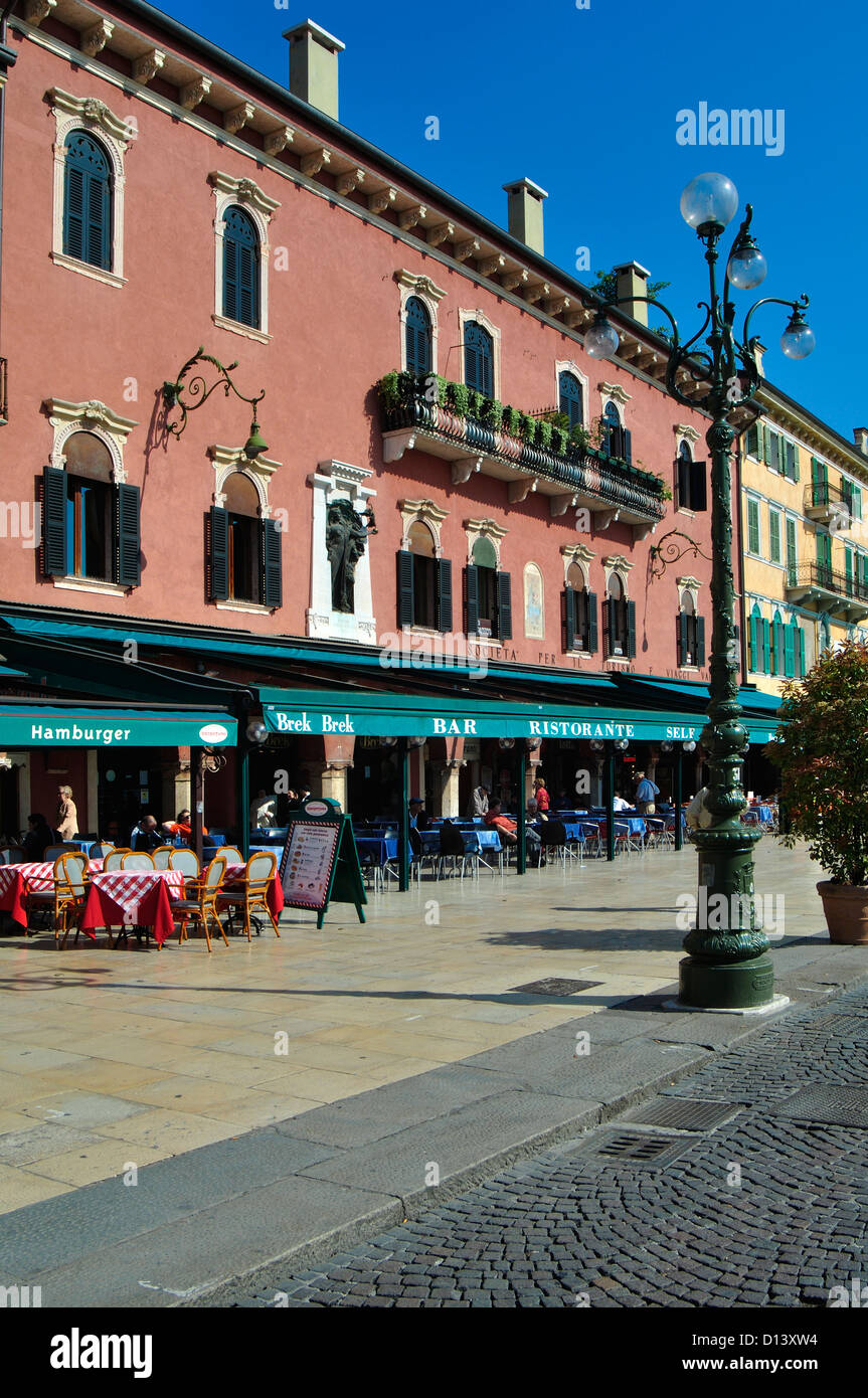 Italy, Veneto, Verona, Piazza  Bra Square, Restaurant Stock Photo
