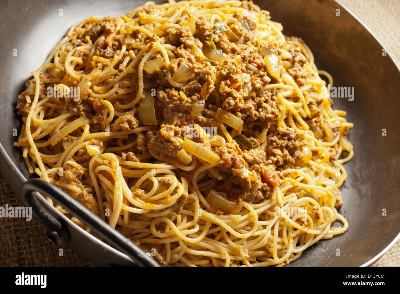 Keema Khosa, Pakistani spaghetti with meat sauce Stock Photo