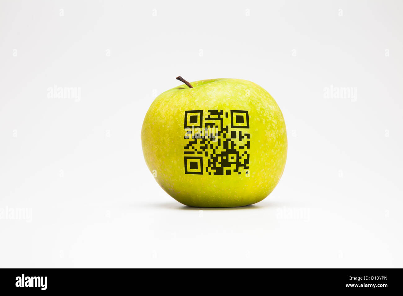 Apple with QR code Stock Photo