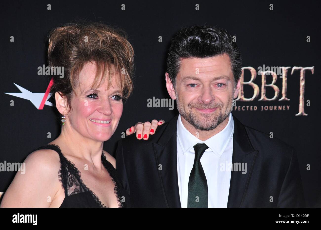 New York, USA. 6th December 2012. Lorraine Ashbourne, Andy Serkis at arrivals for THE HOBBIT: AN UNEXPECTED JOURNEY Premiere, The Ziegfeld Theatre, New York, NY December 6, 2012. Photo By: Gregorio T. Binuya/Everett Collection Stock Photo