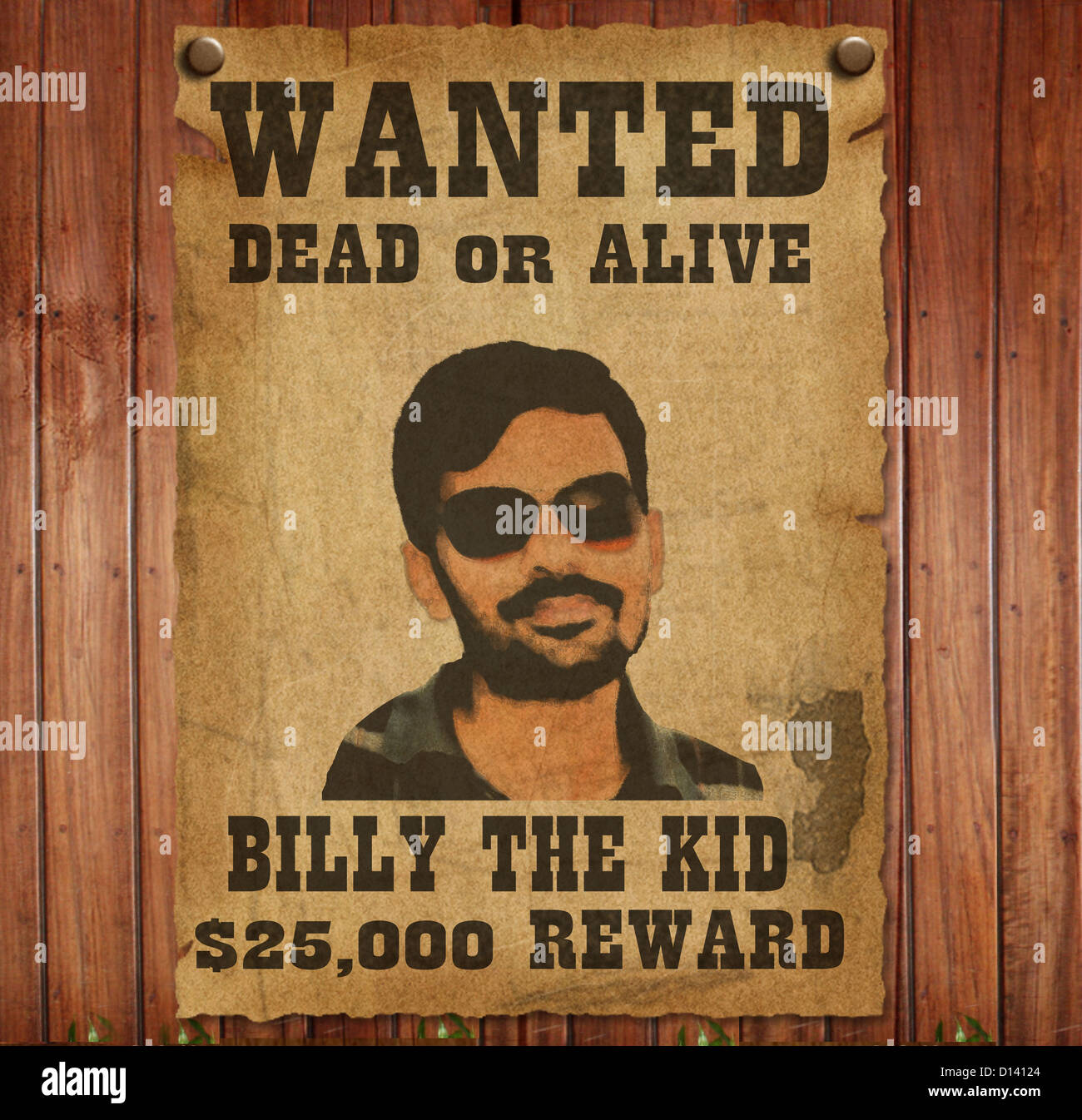 Wanted Poster Template with Bounty Reward Stock Photo